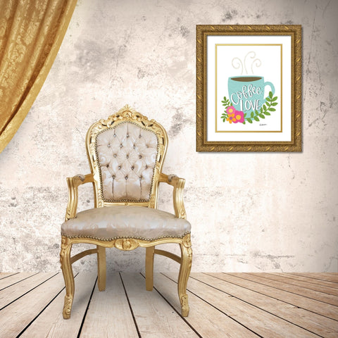 Coffee Love Gold Ornate Wood Framed Art Print with Double Matting by Larson, Lisa