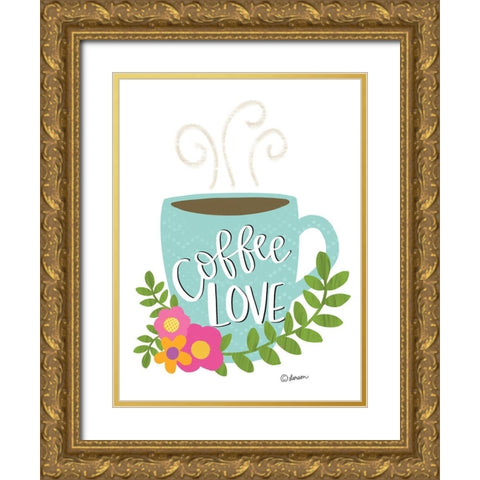 Coffee Love Gold Ornate Wood Framed Art Print with Double Matting by Larson, Lisa
