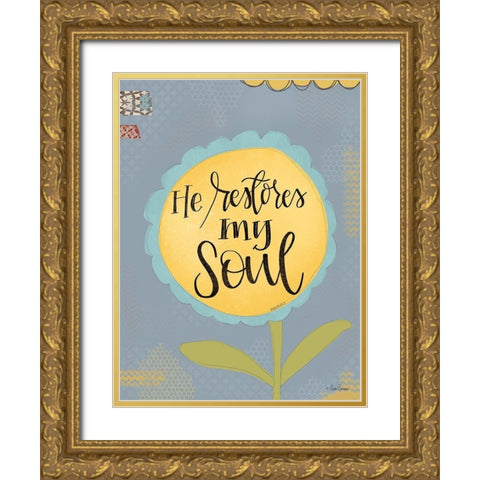 He Restores My Soul Gold Ornate Wood Framed Art Print with Double Matting by Larson, Lisa