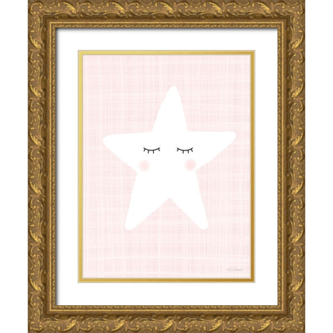 Star on Pink Gold Ornate Wood Framed Art Print with Double Matting by Larson, Lisa