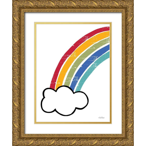 Happy Rainbow I Gold Ornate Wood Framed Art Print with Double Matting by Larson, Lisa