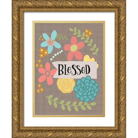 Blessed Gold Ornate Wood Framed Art Print with Double Matting by Larson, Lisa