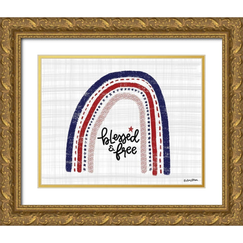 Blessed and Free Gold Ornate Wood Framed Art Print with Double Matting by Larson, Lisa