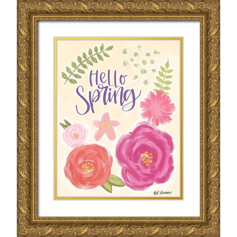 Hello Spring Gold Ornate Wood Framed Art Print with Double Matting by Larson, Lisa