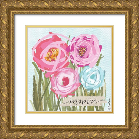 Floral Inspire Gold Ornate Wood Framed Art Print with Double Matting by Larson, Lisa