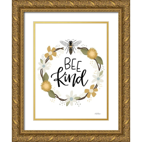 Bee Kind     Gold Ornate Wood Framed Art Print with Double Matting by Larson, Lisa
