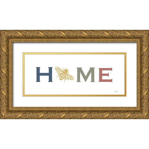 Home Bee Gold Ornate Wood Framed Art Print with Double Matting by Larson, Lisa