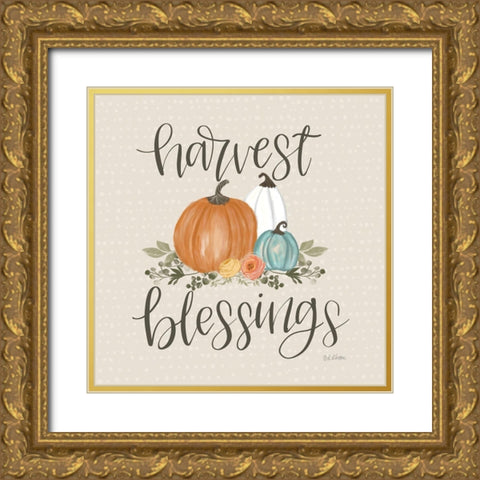 Harvest Blessings Gold Ornate Wood Framed Art Print with Double Matting by Larson, Lisa