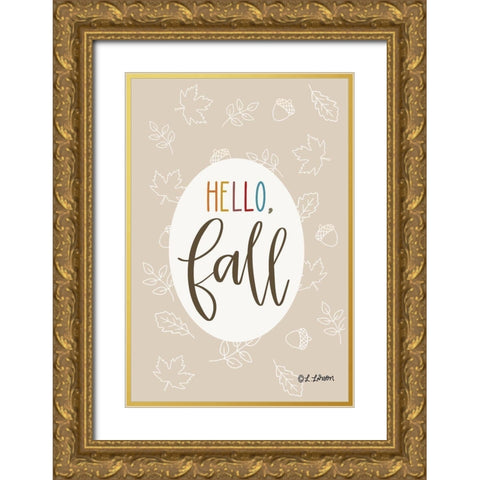 Hello Fall Gold Ornate Wood Framed Art Print with Double Matting by Larson, Lisa