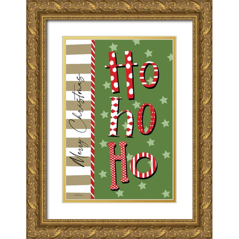 Merry Christmas Ho Ho Ho Gold Ornate Wood Framed Art Print with Double Matting by Larson, Lisa
