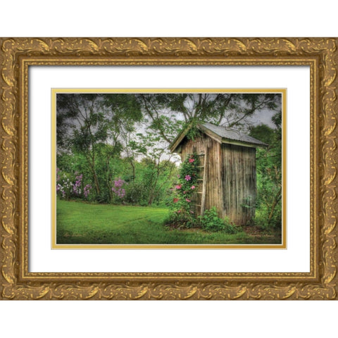 Fragrant Outhouse Gold Ornate Wood Framed Art Print with Double Matting by Deiter, Lori