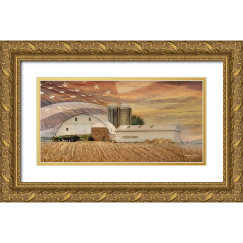 American Farmland Gold Ornate Wood Framed Art Print with Double Matting by Deiter, Lori