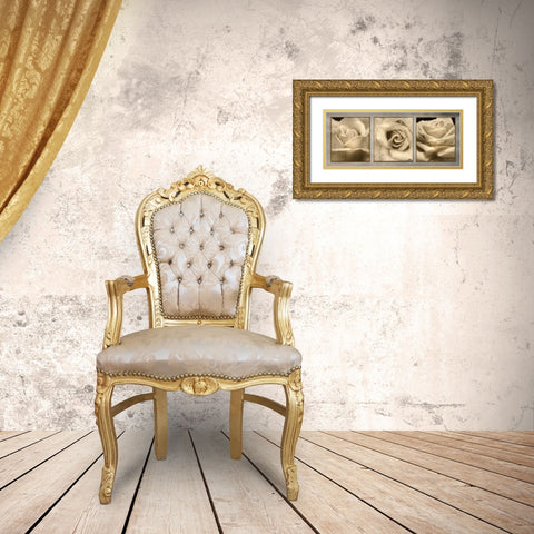 Rose Trio Gold Ornate Wood Framed Art Print with Double Matting by Deiter, Lori