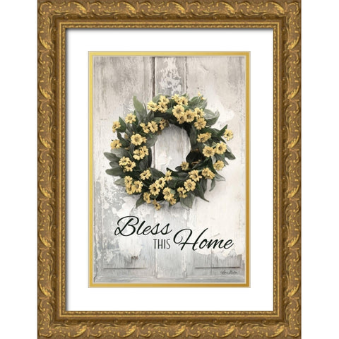 Bless This Home Gold Ornate Wood Framed Art Print with Double Matting by Deiter, Lori