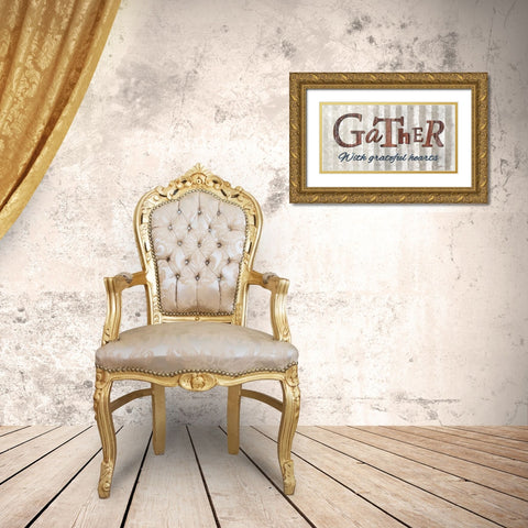 Gather with Graceful Hearts Gold Ornate Wood Framed Art Print with Double Matting by Deiter, Lori