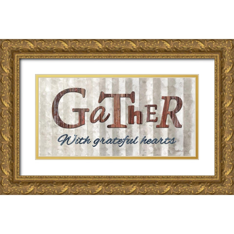 Gather with Graceful Hearts Gold Ornate Wood Framed Art Print with Double Matting by Deiter, Lori