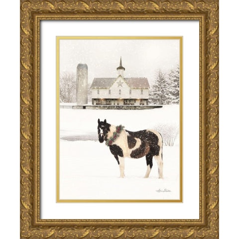 Ready for Christmas Horse  Gold Ornate Wood Framed Art Print with Double Matting by Deiter, Lori