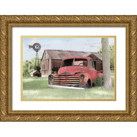 Red and Rusty II    Gold Ornate Wood Framed Art Print with Double Matting by Deiter, Lori
