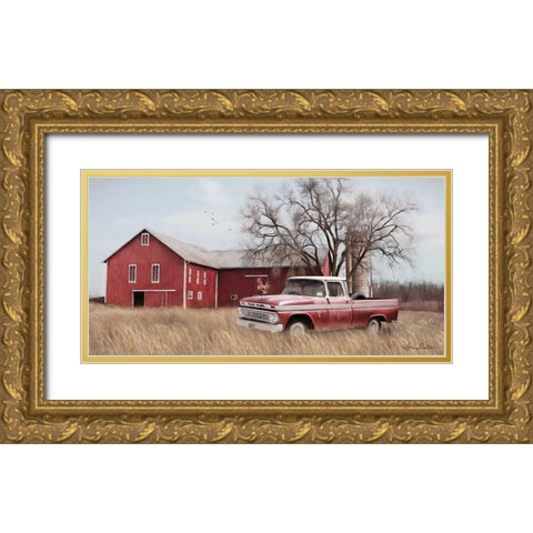 Western Ohio Barn  Gold Ornate Wood Framed Art Print with Double Matting by Deiter, Lori