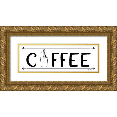 Coffee Banner Gold Ornate Wood Framed Art Print with Double Matting by Deiter, Lori