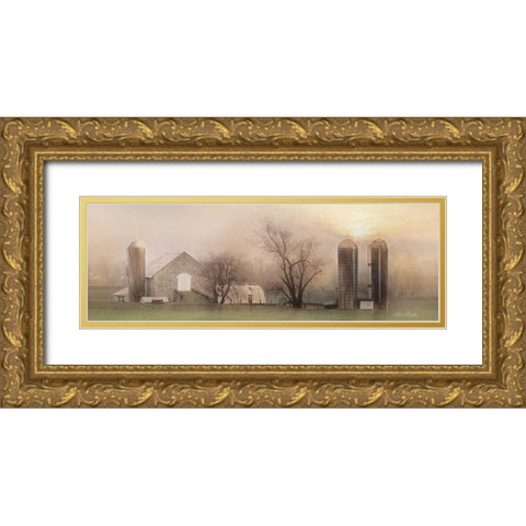 Old Stone Barn     Gold Ornate Wood Framed Art Print with Double Matting by Deiter, Lori