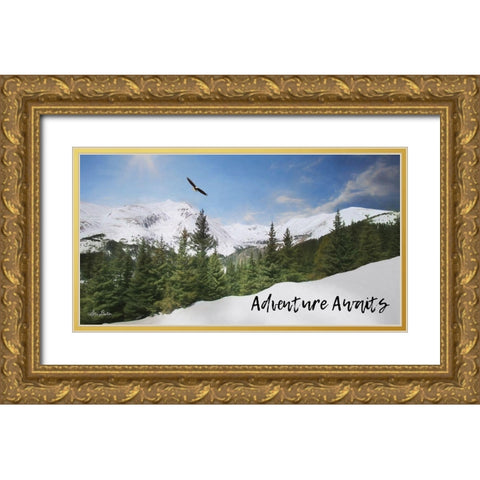 Adventure Awaits Gold Ornate Wood Framed Art Print with Double Matting by Deiter, Lori