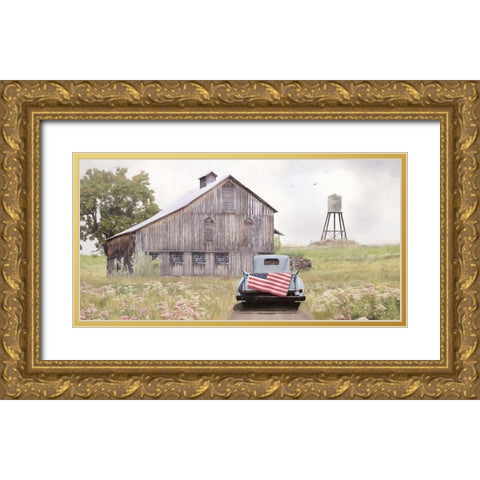 Flag on Tailgate  Gold Ornate Wood Framed Art Print with Double Matting by Deiter, Lori