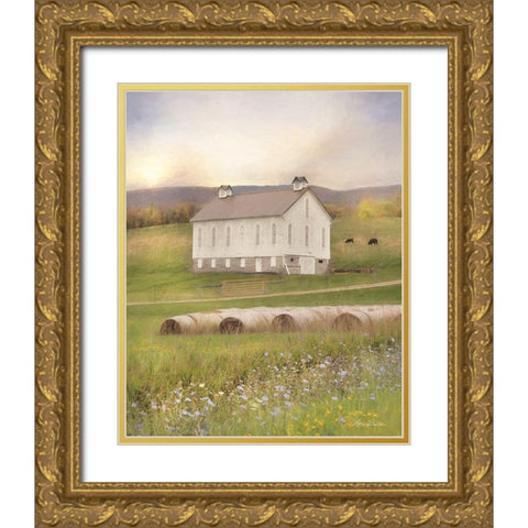 Uphill Farm Gold Ornate Wood Framed Art Print with Double Matting by Deiter, Lori