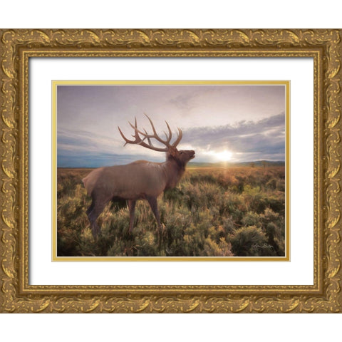 Jackson Sunrise with Elk     Gold Ornate Wood Framed Art Print with Double Matting by Deiter, Lori