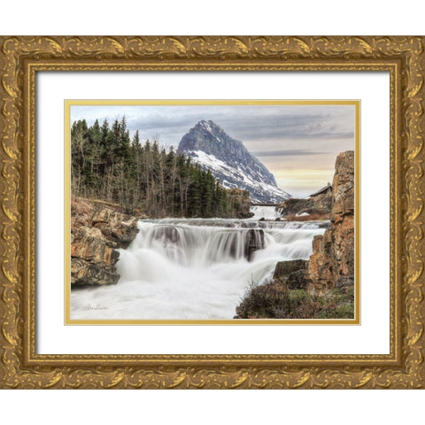 Swiftcurrent Falls          Gold Ornate Wood Framed Art Print with Double Matting by Deiter, Lori