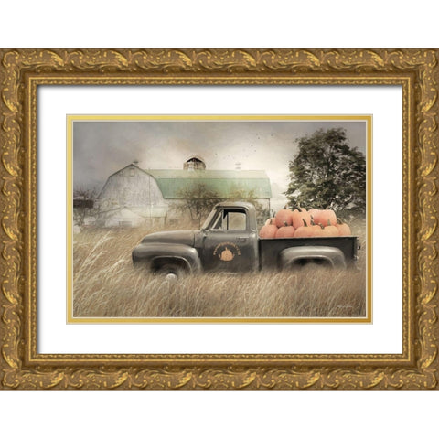 Happy Harvest Truck Gold Ornate Wood Framed Art Print with Double Matting by Deiter, Lori