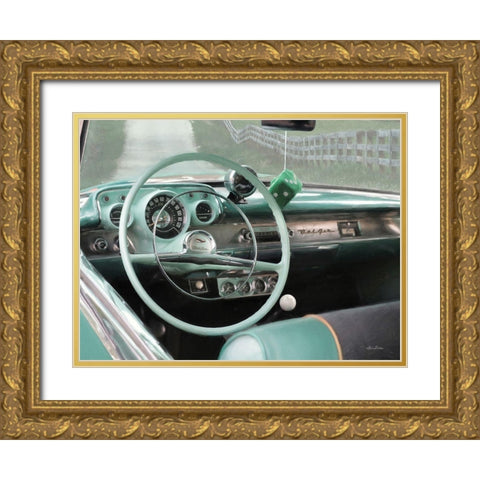 1957 Chevy Bel-Air Gold Ornate Wood Framed Art Print with Double Matting by Deiter, Lori