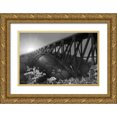 Sunrise at Letchworth Black and White Gold Ornate Wood Framed Art Print with Double Matting by Deiter, Lori