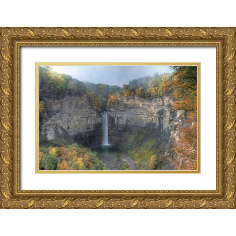 Autumn at Taughannock Falls    Gold Ornate Wood Framed Art Print with Double Matting by Deiter, Lori