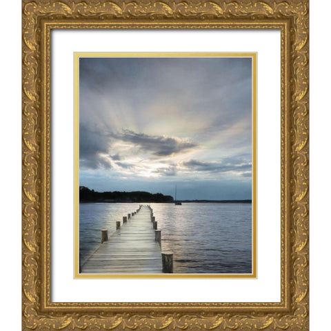 Sunset on the Bay Gold Ornate Wood Framed Art Print with Double Matting by Deiter, Lori