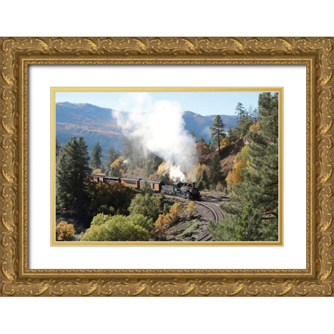 Durango Silverton Train IV Gold Ornate Wood Framed Art Print with Double Matting by Deiter, Lori