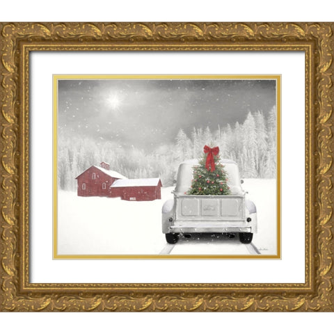 You Can Plan on Me White Truck Gold Ornate Wood Framed Art Print with Double Matting by Deiter, Lori