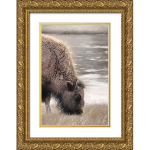 Yellowstone Buffalo Gold Ornate Wood Framed Art Print with Double Matting by Deiter, Lori