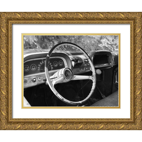 Chevy Steering Wheel Gold Ornate Wood Framed Art Print with Double Matting by Deiter, Lori