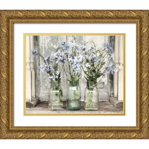 Blue Roadside Beauties  Gold Ornate Wood Framed Art Print with Double Matting by Deiter, Lori