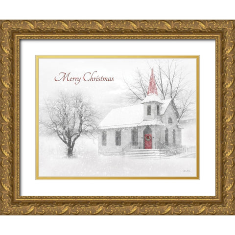 Snowy Chapel II    Gold Ornate Wood Framed Art Print with Double Matting by Deiter, Lori
