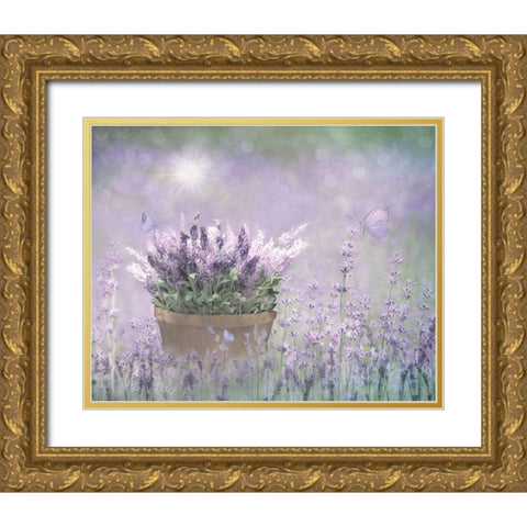 Lavender Basket Gold Ornate Wood Framed Art Print with Double Matting by Deiter, Lori