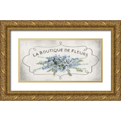 La Boutique Blue  Gold Ornate Wood Framed Art Print with Double Matting by Deiter, Lori