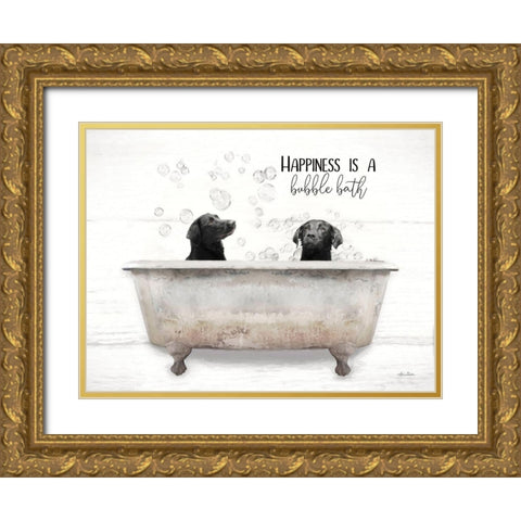 Happiness is a Bubble Bath Gold Ornate Wood Framed Art Print with Double Matting by Deiter, Lori