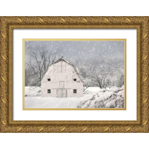 Old Delaware Farm Gold Ornate Wood Framed Art Print with Double Matting by Deiter, Lori