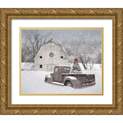 Whisper of Christmas Gold Ornate Wood Framed Art Print with Double Matting by Deiter, Lori