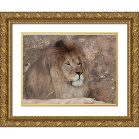 Leo the Lion Gold Ornate Wood Framed Art Print with Double Matting by Deiter, Lori