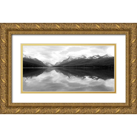 Bowman Lake Reflections    Gold Ornate Wood Framed Art Print with Double Matting by Deiter, Lori