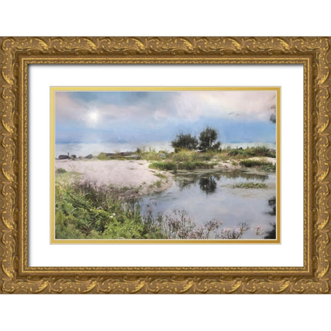 Lake Coast Gold Ornate Wood Framed Art Print with Double Matting by Deiter, Lori