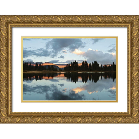 Little Molas Lake Reflections  Gold Ornate Wood Framed Art Print with Double Matting by Deiter, Lori
